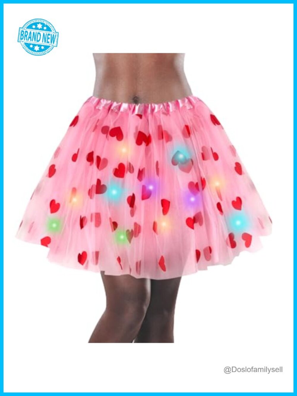 LED Light Up Tutu Skirt Tulle Ballet Dance Valentine's Day Costume Women